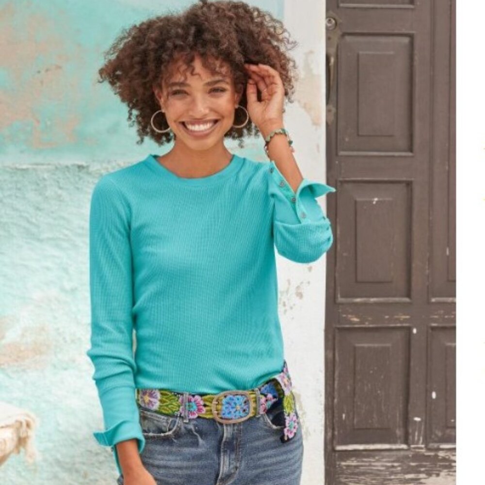 Sundance Crewneck Thermal in Aquamarine - Size Small - NWT